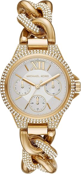Shop Michael Kors Camille Chronograph Silver Dial Gold Steel Strap Watch for Women - MK6842 in USA