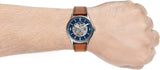 Fossil Forrester Luggage Automatic Skeleton Blue Dial Brown Leather Strap Watch for Men - ME3179 Buy Now By Fossil