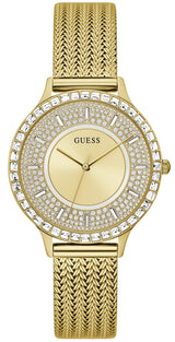 Shop Guess Soiree Diamonds Gold Dial Gold Mesh Bracelet Watch for Women - GW0402L2 in USA