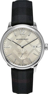 Shop Burberry Classic Round Cream Dial Black Leather Strap Watch for Men - BU10008 in USA