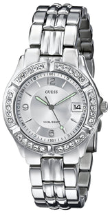 Guess Water Pro Diamonds Silver Dial Silver Steel Strap Watch For Women - G75511M Buy Now By Guess