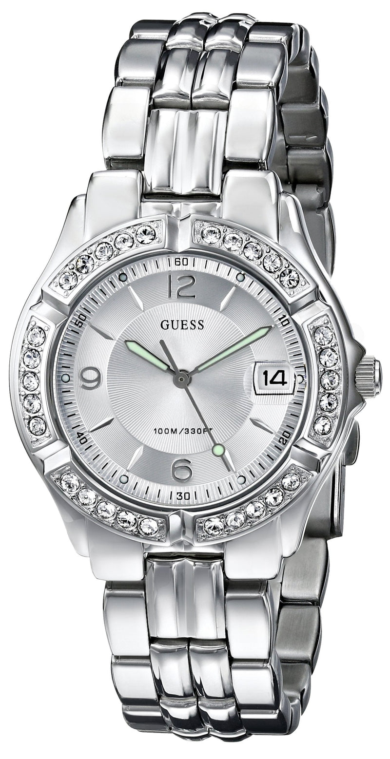 Guess Water Pro Diamonds Silver Dial Silver Steel Strap Watch For Women - G75511M Buy Now By Guess