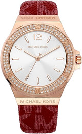 Michael Kors Lennox Three Hand Silver Dial Red Leather Strap Watch For Women - MK7308 Buy Now By Michael Kors