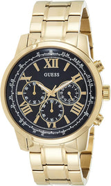 Guess Horizon Chronograph Black Dial Gold Steel Strap Watch For Men - W0379G4 Buy Now By Guess