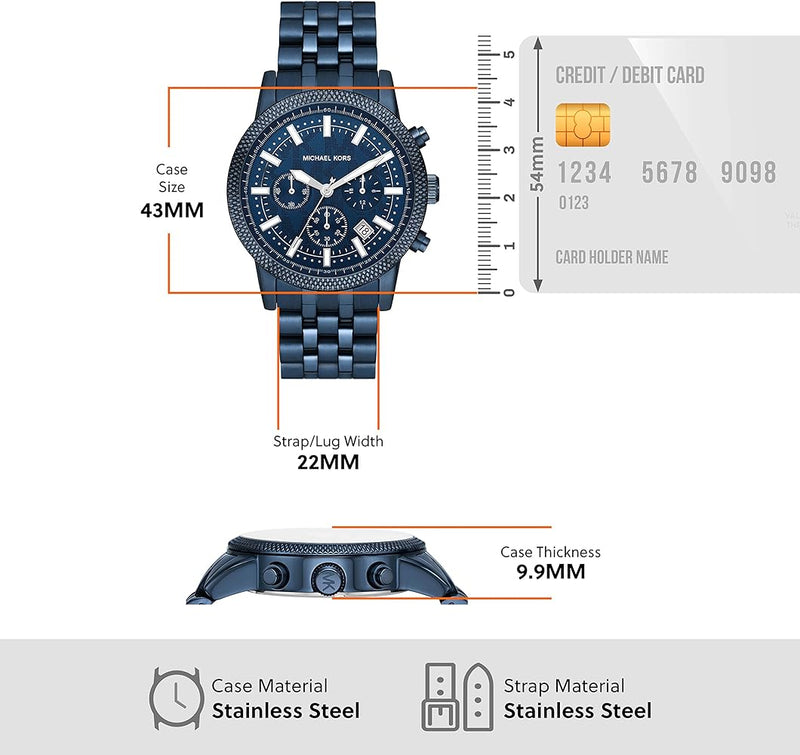 Michael Kors Hutton Chronograph Blue Dial Blue Steel Strap Watch For Men - MK9088 Buy Now By Michael Kors