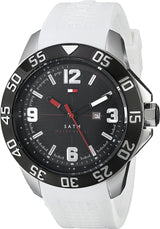 Shop Tommy Hilfiger Sport Black Dial White Rubber Strap Watch for Men - 1790986 in USA