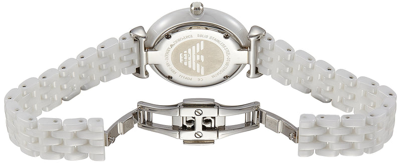 Emporio Armani Giannti T Bar Quartz Mother of Pearl Dial White Steel Strap Watch For Women - AR1485 Buy Now By Emporio Armani