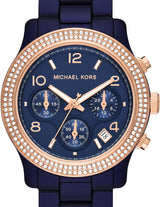 Michael Kors Runway Chronograph Blue Dial Blue Steel Strap Watch for Women - MK7423 Buy Now By Michael Kors