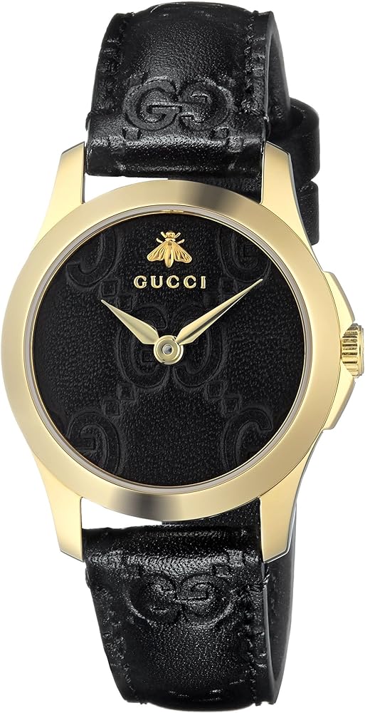 Shop Gucci G Timeless Quartz Black Dial Black Leather Strap Watch For Women - YA126581A in USA