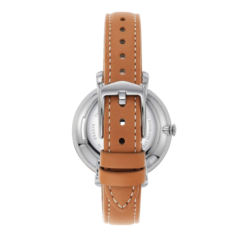 Fossil Jacqueline Three Hand Date Luggage Blue Dial Brown Leather Strap Watch for Women - ES4274 Buy Now By Fossil