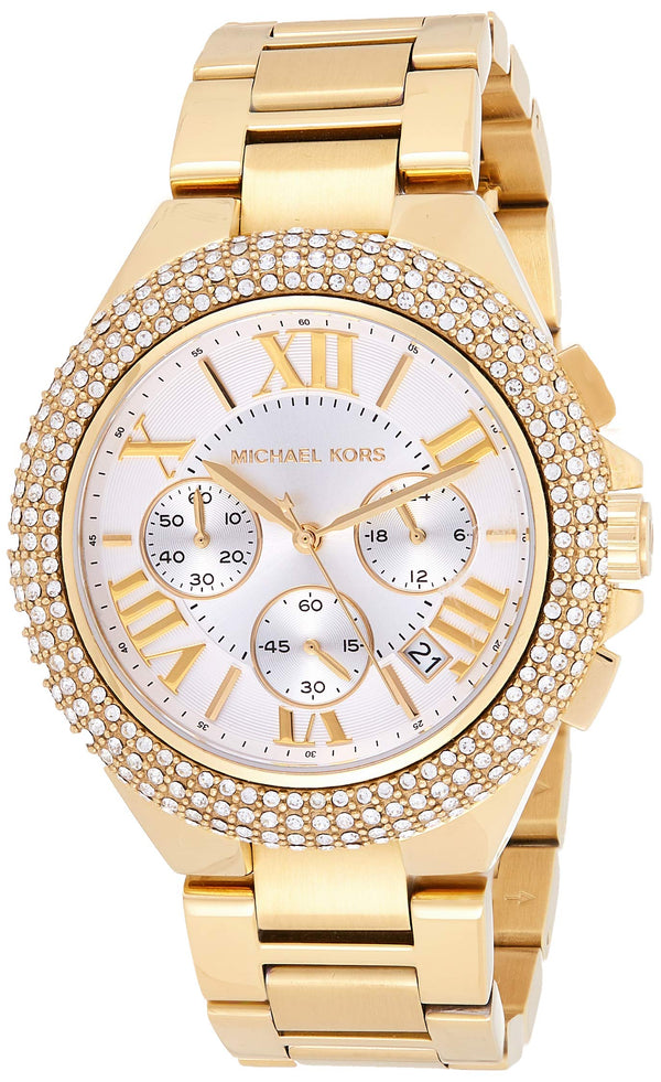 Shop Michael Kors Camille Silver Diamonds Dial Gold Steel Strap Watch for Women - MK5756 in USA