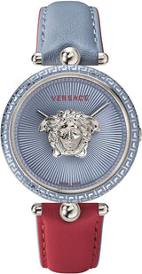 Versace Palazzo Empire Blue Dial Blue & Red Leather Strap Watch for Women - VCO070017 Buy Now By Versace