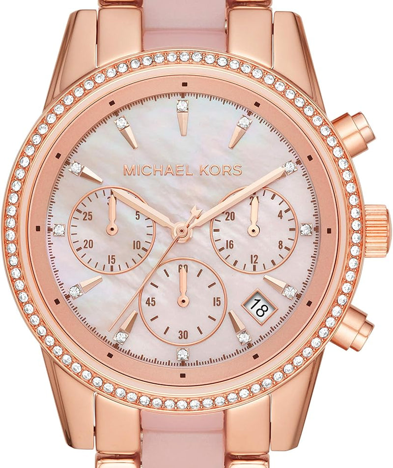 Michael Kors Ritz Chronograph Mother of Pearl White Dial Two Tone Steel Strap Watch For Women - MK6769 Buy Now By Michael Kors