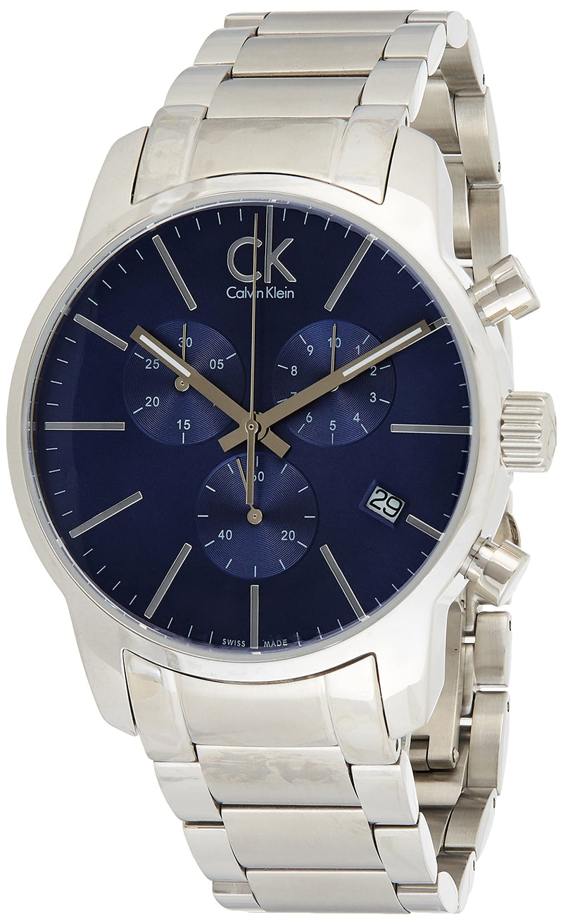 Shop Calvin Klein City Chronograph Blue Dial Silver Steel Strap Watch for Men - K2G2714N in USA