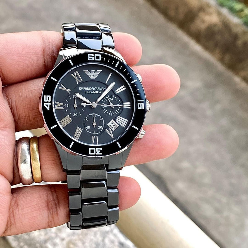 Emporio Armani Black Ceramic Chronograph Black Dial Watch For Men - AR1421 Buy Now By Emporio Armani