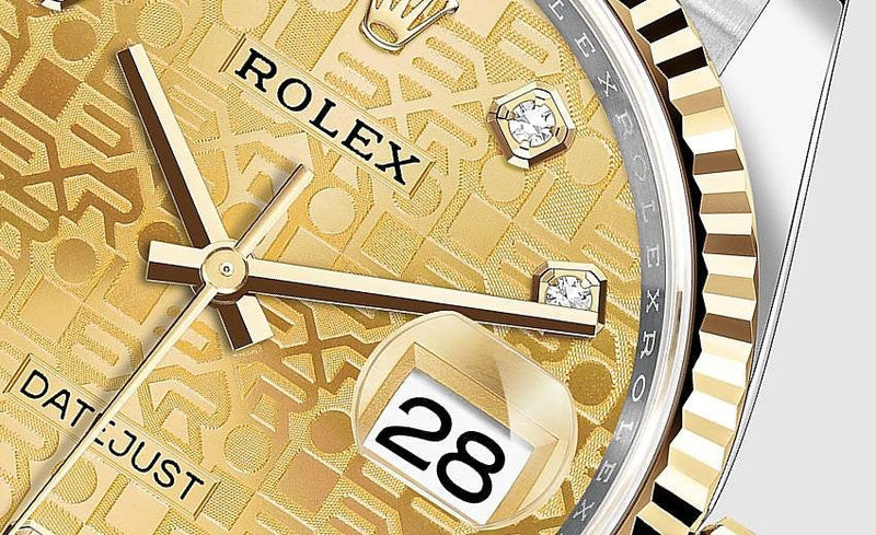 Shop Rolex Datejust 36 Diamonds 18K Gold Dial Two Tone Steel Strap Watch for Men - M126233-0033 in USA