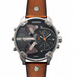 Shop Diesel Mr Daddy 2.0 Black Dial Brown Leather Strap Watch For Men - DZ7332 in USA