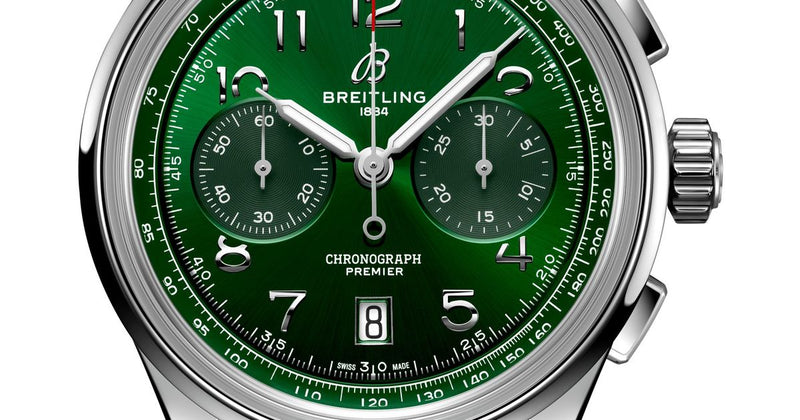 Breitling Premier B01 Chronograph 42 Green Dial Silver Steel Strap Watch for Men - AB0145371L1A1