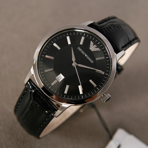 Emporio Armani Classic Quartz Black Dial Black Leather Strap Watch For Men - AR2429 Buy Now By Emporio Armani