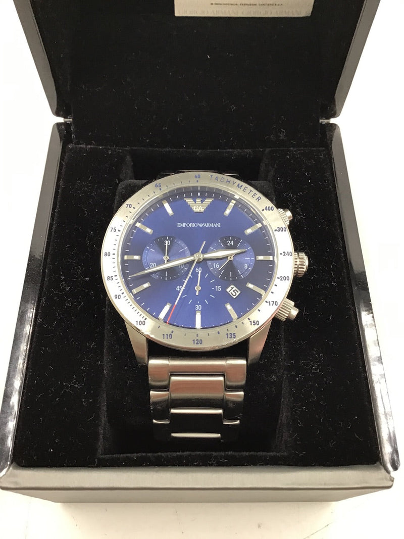 Emporio Armani Mario Chronograph Blue Dial Silver Steel Strap Watch For Men - AR11306 Buy Now By Emporio Armani