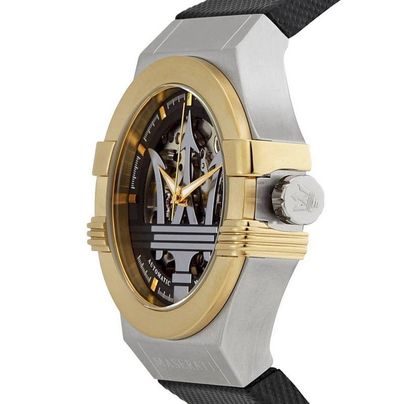 Maserati Potenza Automatic Skeleton Grey Dial Black Leather Strap Watch For Men - R8821108037 Buy Now By Maserati