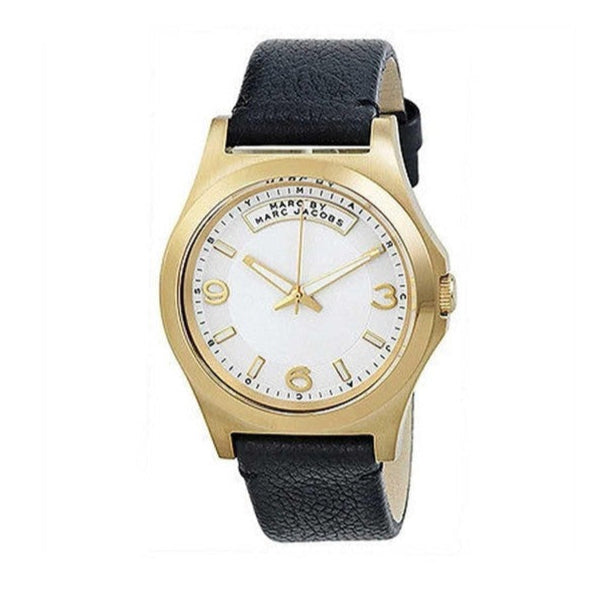 Shop Marc Jacobs Baby Dave Gold Dial Black Leather Strap Watch for Women - MBM1264 in USA