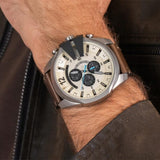 Shop Diesel Mega Chief White Dial Brown Leather Strap Watch For Men - DZ4280 in USA