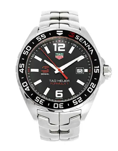 Shop Tag Heuer Formula 1 Senna Limited Edition Black Dial Silver Steel Strap Watch for Men - WAZ1012.BA0883 in USA