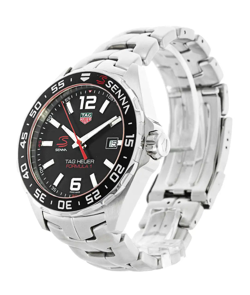 Shop Tag Heuer Formula 1 Senna Limited Edition Black Dial Silver Steel Strap Watch for Men - WAZ1012.BA0883 in USA