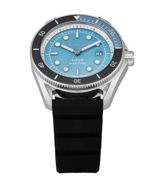 Michael Kors Maritime Three Hand Blue Dial Black Silicone Strap Watch for Men - MK9167 Buy Now By Michael Kors