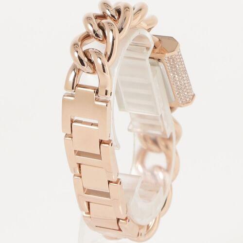 Shop Michael Kors Chain Lock Three-Hand Rose Gold Dial Rose Gold Steel Strap Watch for Women - MK4827 in USA