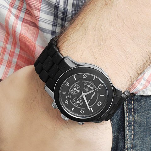 Michael Kors Runway Black Dial Black Rubber Strap Watch for Men - MK8107 Buy Now By Michael Kors
