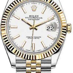 Shop Rolex Datejust 41 Oyster White Dial Two Tone Oystersteel & Yellow Gold Jubilee Bracelet White Dial Watch for Men - M126333-0016 in USA