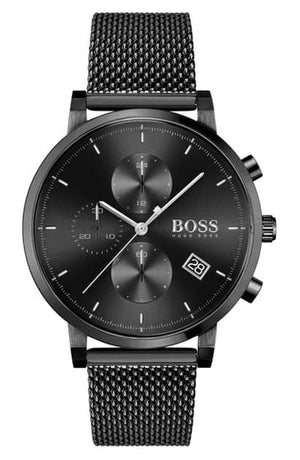 Hugo Boss Integrity Chronograph Black Dial Black Mesh Bracelet Watch for Men - 1513813
