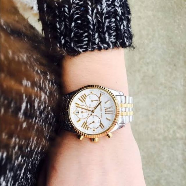 Michael Kors Lexington Silver Dial Two Tone Steel Strap Watch for Women - MK5955 Buy Now By Michael Kors