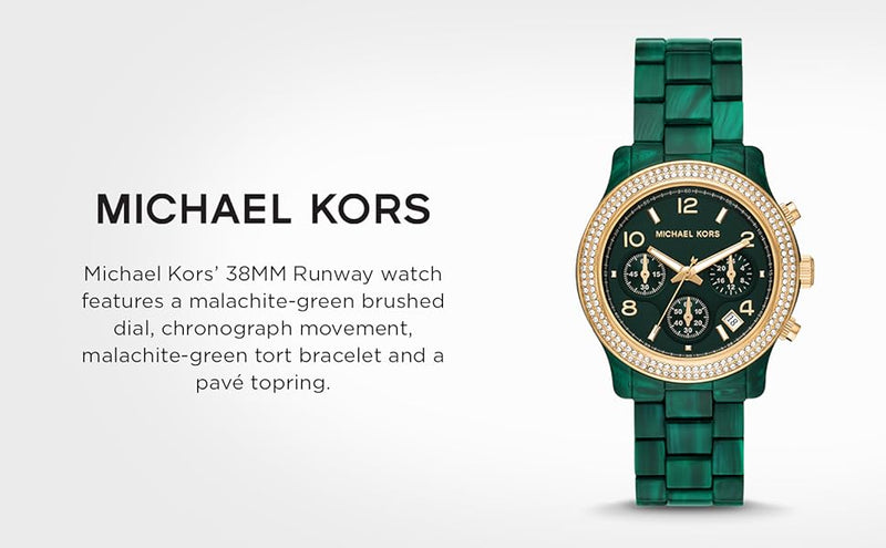 Michael Kors Runway Chronograph Green Dial Green Steel Strap Watch for Women - MK7422 Buy Now By Michael Kors