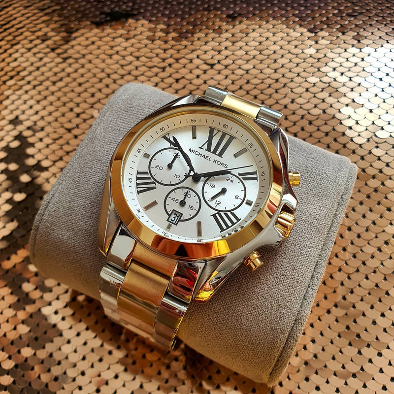 Michael Kors Bradshaw Chronograph Silver Dial Two Tone Steel Strap Watch For Women - MK5855 Buy Now By Michael Kors