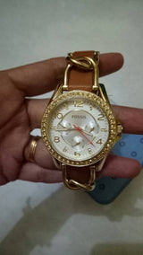 Fossil Riley Multifunction White Dial Orange Leather Strap Watch for Women - ES3723 Buy Now By Fossil