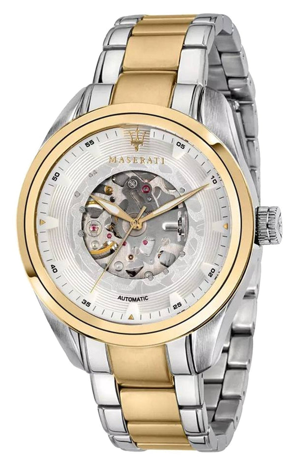 Maserati Traguardo Automatic White Skeleton Dial Two Tone Steel Strap Watch For Men - R8823112003 Buy Now By Maserati