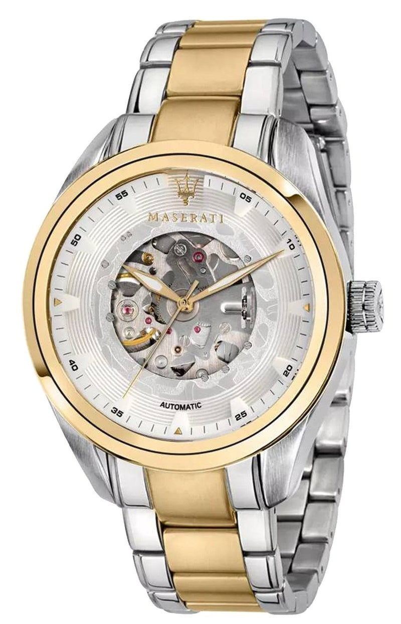 Maserati Traguardo Automatic White Skeleton Dial Two Tone Steel Strap Watch For Men - R8823112003 Buy Now By Maserati