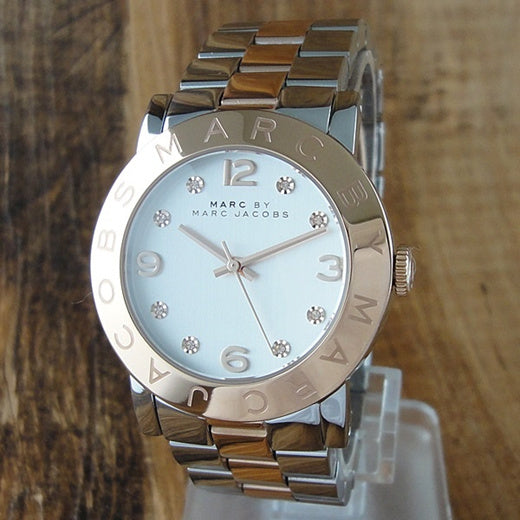 Marc Jacobs Amy Silver Dial Two Tone Steel Strap Watch for Women - MBM3194