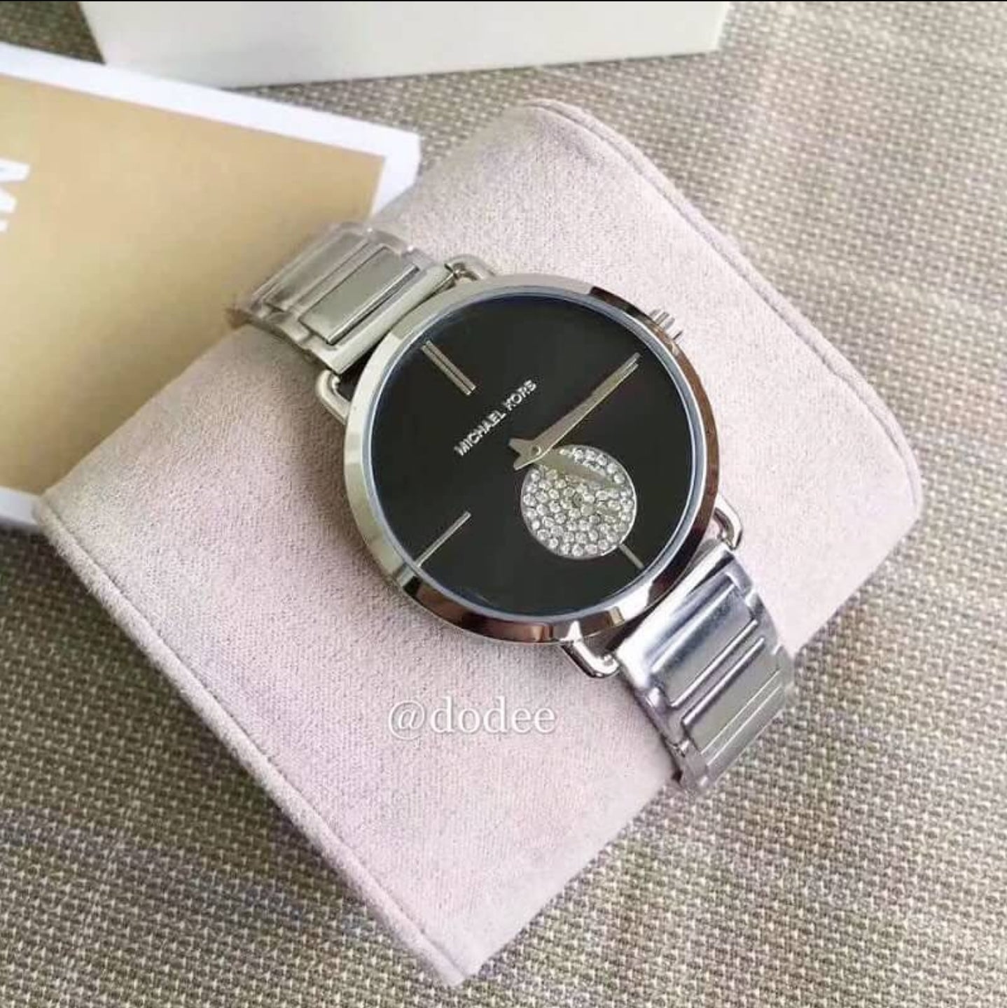 Michael Kors Portia Black Dial Silver Steel Strap Watch for Women - MK3638