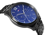 Shop Tommy Hilfiger Damon Quartz Chronograph Blue Dial Black Steel Strap Watch for Men - 1791454 in USA