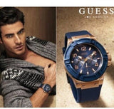 Shop Guess Rigor Blue Dial Blue Silicone Strap Watch For Men - W0247G3 in USA