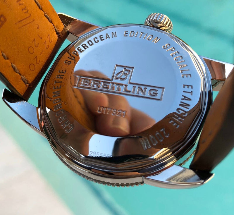 Shop Breitling Superocean Heritage 42mm Rose Gold Chronometer Black Dial Brown Leather Strap Mens Watch - U1732112 in USA