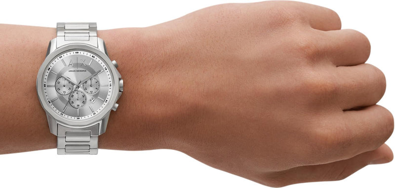 Armani Exchange Outerbanks Chronograph Silver Dial Silver Steel Strap Watch For Men - AX7141 Buy Now By Armani Exchange