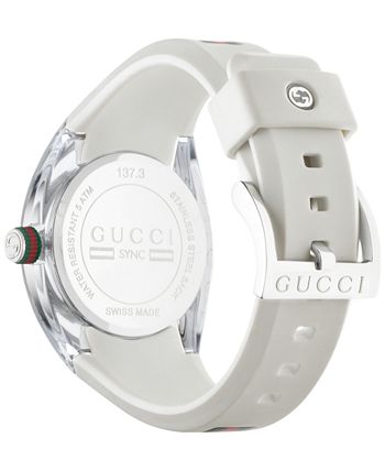 Shop Gucci Sync Quartz White Dial White Rubber Strap Unisex Watch - YA137302 in USA