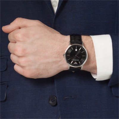 Emporio Armani Renato Black Dial Leather Strap Watch For Men - AR2411 Buy Now By Emporio Armani