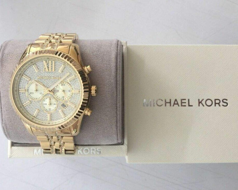 Michael Kors Lexington Chronograph Gold Dial Gold Steel Strap Watch For Men - MK8579 Buy Now By Michael Kors