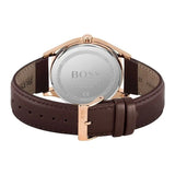 Hugo Boss Navigator Chronograph Grey Dial Brown Leather Strap Watch for Men - 1513496